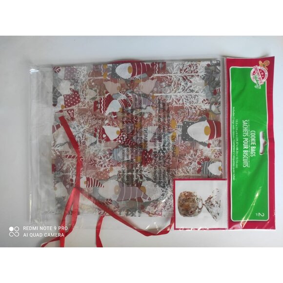 Christmas Gift Bags Set 2 With Tags Ribbon & Base Holiday Treat Bags For Giftin - Picture 6 of 13